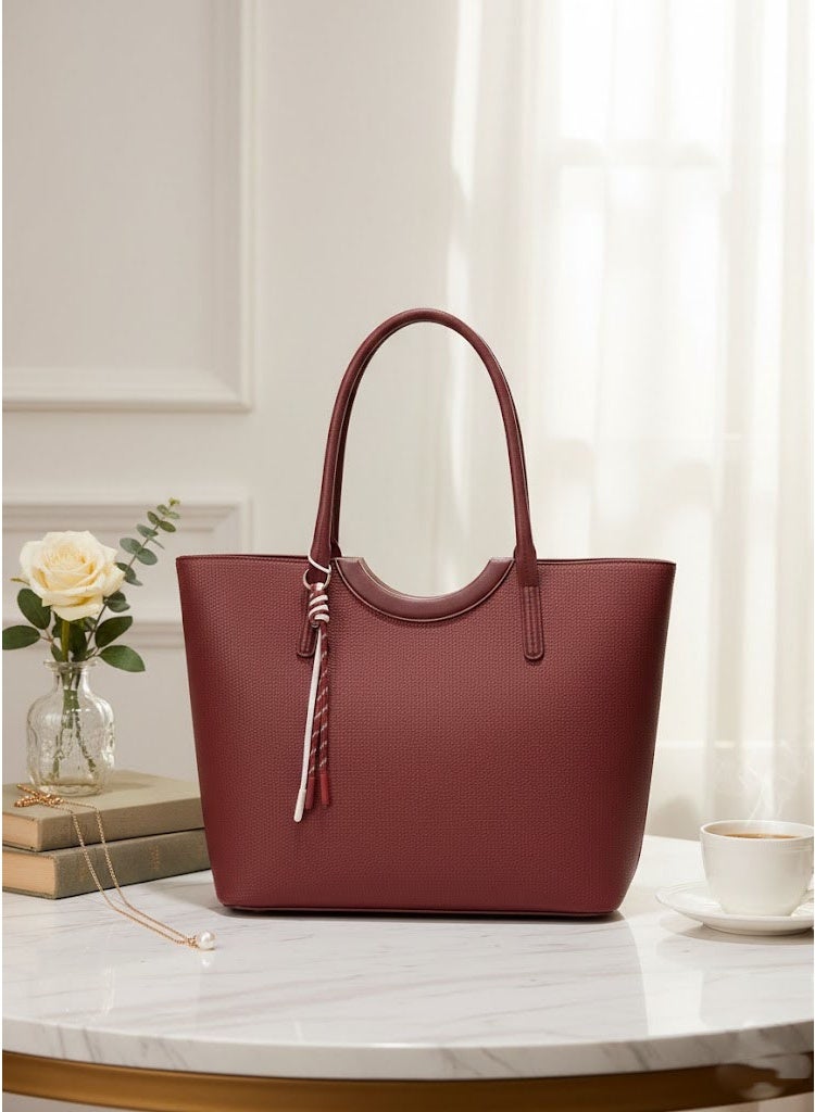 FUMES Women’s Structured Tote Handbag – Premium Textured Leather Finish, Dual Top Handle, Everyday Office & Casual Bag - Image 5